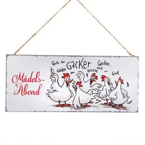 Metallschild Hühner Mädelsabend | 30x13cm | Türschild Schild | Hänger Dekohänger - Bild 1 von 1