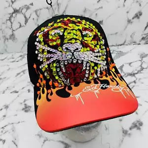Sombrero de camionero Ed Hardy Tiger negro | naranja | diamantes de imitación multicolor para hombre nuevo con etiquetas - Imagen 1 de 7