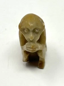 Vintage Carved Mutton Fat Nephrite Jade Monkey Totem 1.5” Tall - Picture 1 of 7