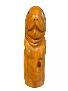 Handgeschnitzte gebeizte Holz Kaminskulptur TR Initialen graviert SELTEN 19" - Bild 1 von 8