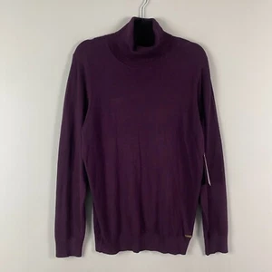 Calvin Klein Turtleneck Sweater Size Large Merlot Purple Pullover Knit - Picture 1 of 11
