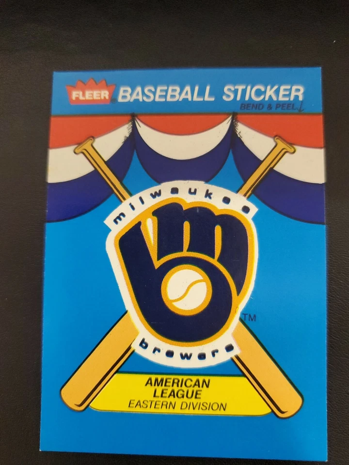 Vintage Milwaukee Brewers Fleer Sticker card 80s - Image 1 of 1
