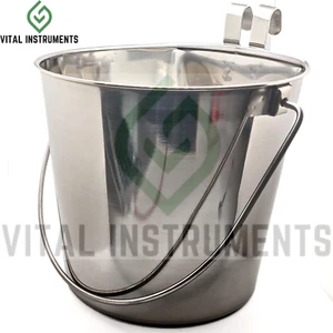Bucket Pail Flat Sided 6 Qt Stainless Steel Dog Pup Kennel Farm Rust Resistant - Picture 1 of 1