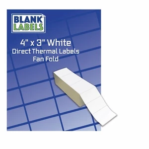 8000 Fanfold 4" x 3" Direct Thermal Labels. Shipping / Barcode Labels Zebra UPS - Picture 1 of 1