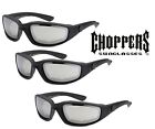 3 Pack Choppers Sunglasses Wind Resistant Padded Foam Biker Ride Glasses Mirror