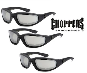 3 Pack Choppers Sunglasses Wind Resistant Padded Foam Biker Ride Glasses Mirror - Picture 1 of 5