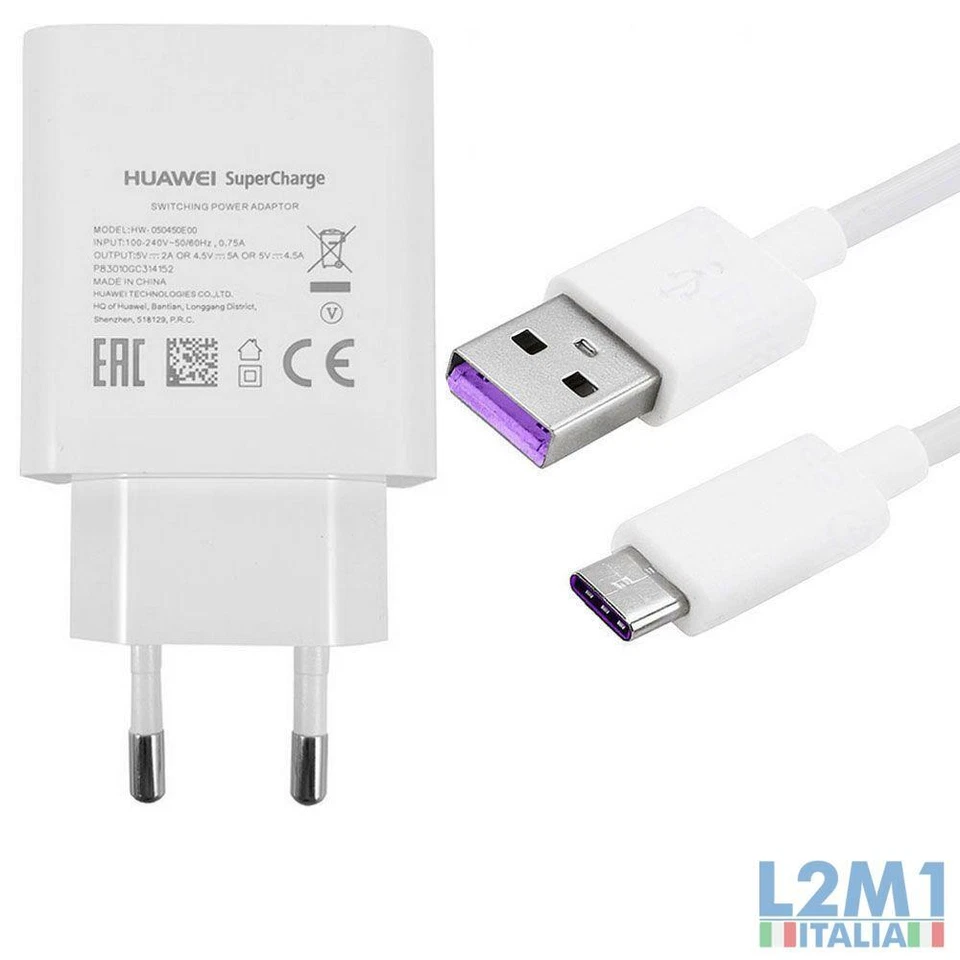 Caricabatteria Originale SuperCharge + cavo Type C per Huawei Honor Note 8 - Immagine 1 di 1