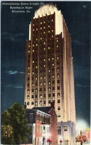Pennsylvania Postcard Penn Power & Light Co. Night Allentown PA Street View - Picture 1 of 2