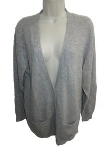 Lord & Taylor 100% Cashmere Gray V-neck Vintage Cardigan with Pockets L - Picture 1 of 4