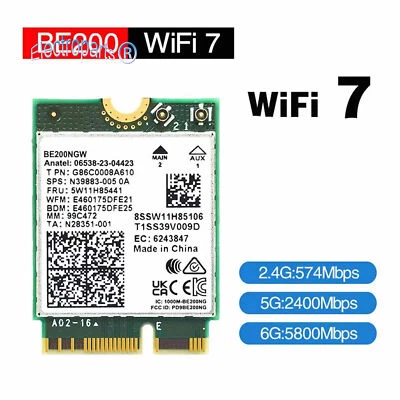 WiFi 7 Intel BE200NGW M.2 NGFF WiFi Card Tri Band 802.11be BT5.4 Network Adapter - Image 1 of 4