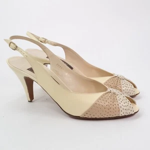 Zapatos de salón Bally Italy de cuero crema y tostado con cordones para mujer talla 9 N - Imagen 1 de 9