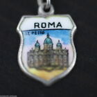 Vintage Roma enamel 800 REU silver charm pendant Rome Italy