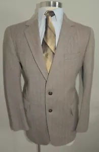 VINTAGE 60s MEN'S SEARS FASHION FORUM BROWN HERRINGBONE WOOL BLEND SPORT COAT 42 - Picture 1 of 8