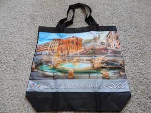 SONS OF ITALY FOUNDATION OSDIA 2020 LARGE ECO FRIENDLY GROCERY TOTE BAG BLACK - Picture 1 of 7