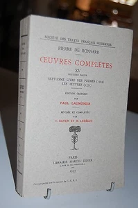 OEUVRES COMPLETES P de Ronsard XV 2e partie Septiesme livre des poèmes (1569)  - Picture 1 of 1