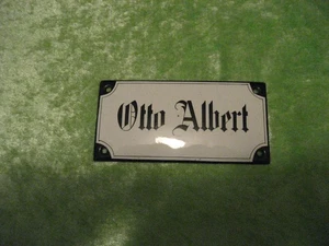 "Otto Albert" Namensschild Türschild Emaille uralt !, ca. 6 x 12 cm - Bild 1 von 3