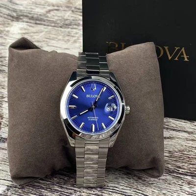New Bulova Surveyor 96B436 Men's Automatic Watch Blue Dial Stainless Steel 39mm - Image 1 of 4