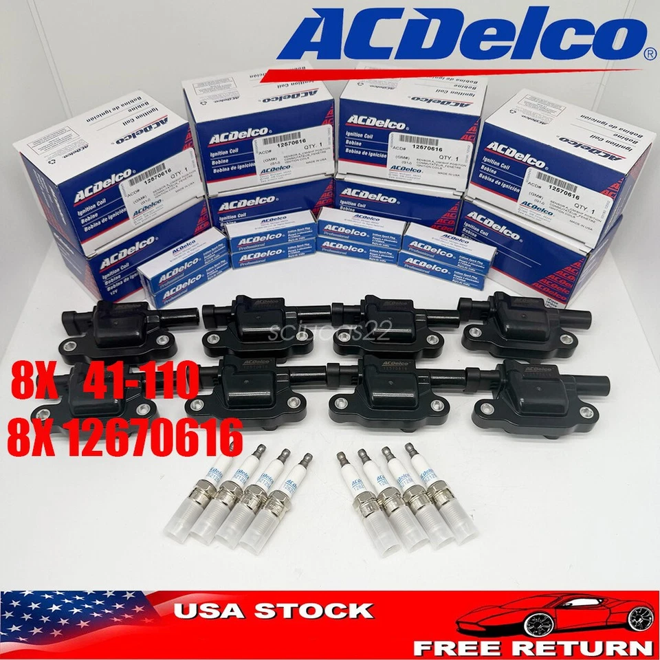 High Performance UF413 Ignition Coil+Spark Plug41-110 For Chevy GMC 5.3L 6.2L V8 Foto 1 de 4