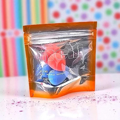 ITEM BEAUTY 混合迷你化妆海绵双人橙色和蓝色 2 克拉全新带包装 — 第 1/4 张图片
