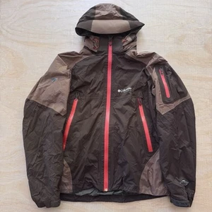 Columbia Titanium Jacket Omni Tech Waterproof Breathable Mens Hood Brown Large - Picture 1 of 13
