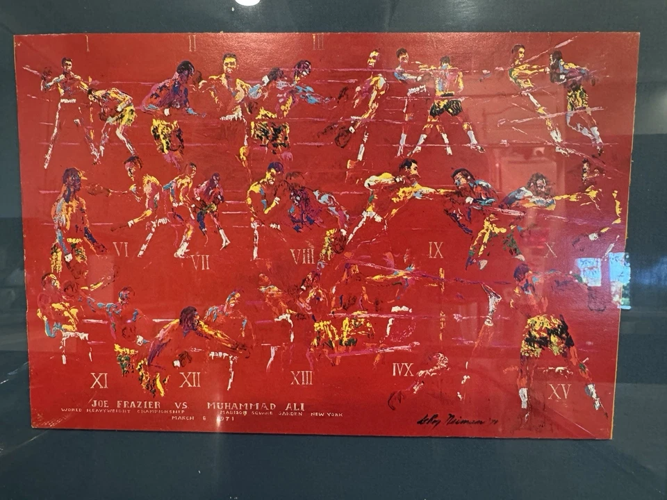 Leroy Neiman“世纪之战”Ali Vs Frazier 印花带框艺术 — 第 1/3 张图片