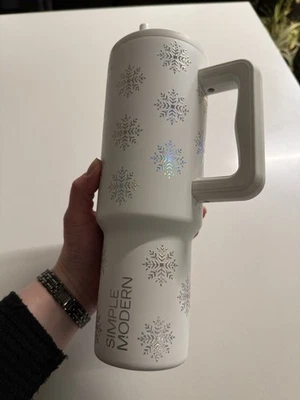 Simple Modern 40 oz Trek Tumbler with Handle and Straw Lid Snowflake 2024 - Image 1 of 4