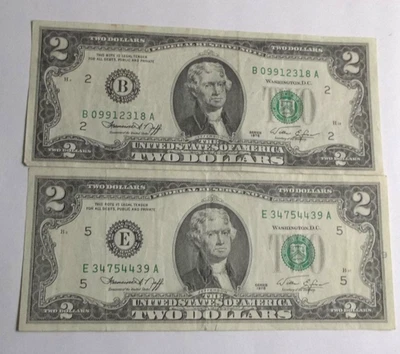 Pair of 1976 Series NY & Richmond Mint Wm. E Simon $2 Bill Circulated Bills - Image 1 of 4