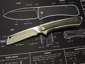 Buck 0263 Folding Knife HighLine Black/Gold Single Cleaver Blade Locking Knife - Picture 1 of 3