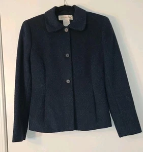 Jones Of New York Fitted Blazer Size 4 Dark Blue Wool Blend EUC - Picture 1 of 11