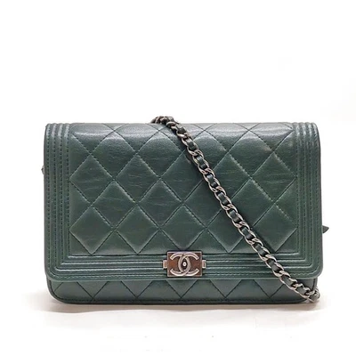 NO TARIFF Chanel Shoulder Bag Boy chanel Green Leather 4741480 - Image 1 of 4