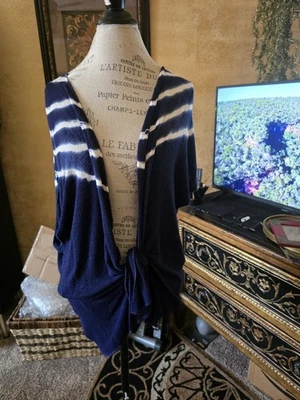 Scrapbook Poncho Shawl Tie Die Navy and White Size M - Image 1 of 3