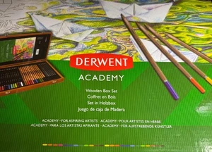 Derwent Academy Wooden Gift Box Complete 35 Piece Colouring Pencils Art Set NEW - Picture 1 of 1