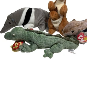 Lote de 5 Beanie Babies Batty Swampy Hormigas Chipper Pouch Canguro - Imagen 1 de 13