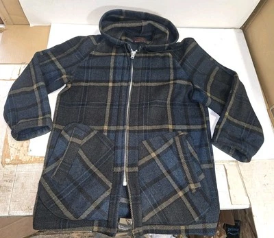 Men’s Small, Vintage Arrow, Weather king Grey Blue Plaid Wool Full Zip Hoodie - Image 1 of 4