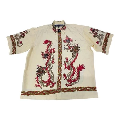 Vintage Phat Farm Men's L Yellow Dragons Short Sleeve Button Up Y2K Hip Hop - Image 1 of 4