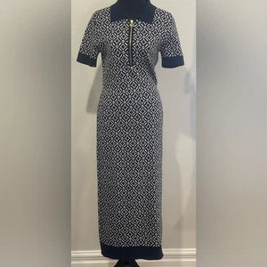 Michael Michael Kors M Navy and White Logo Patterned Dress w Stretch 419 - Picture 1 of 8