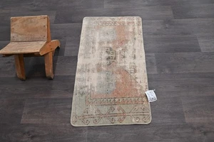 Oushak Türkische Fußmatte Teppich 2x3 PFIRSICH Anatolisch Handarbeit Vintage Klein Kelim Teppich - Bild 1 von 9