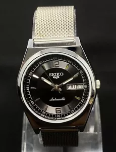 Vintage Refurbished Seiko 5 Automatic 6309A Japan Men's Day / Date Wrist Watch - Picture 1 of 9
