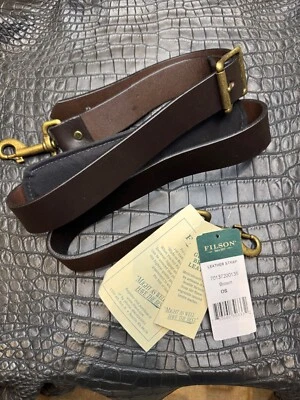Filson Leather Shoulder Strap MADE IN USA Brown Bridle Brass Adjustable Vintage - Image 1 of 4