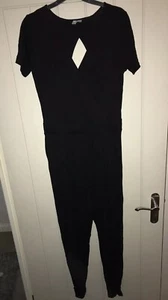 New Asos Black Jumpsuit Stretch Cut Out Back - 12 - Picture 1 of 4