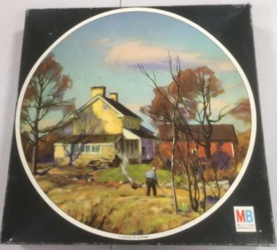 MB Dorset Vintage Round Puzzle Leaves Of Autumn 1966  1 Piece Missing - Image 1 of 4
