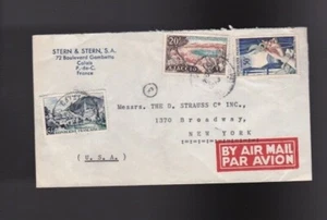 Vintage. CALAIS, FRANKREICH LUFTPOSTBRIEF 2 NEW YORK GARMENT IND. D STRAUSS - Bild 1 von 2
