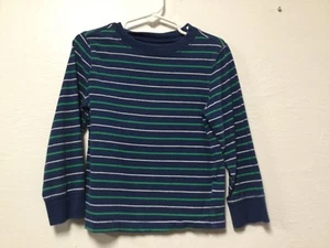 Old Navy Boys Pullover Shirt Size 4T Blue Green White Stripes Long Sleeve 166 - Picture 1 of 6