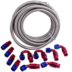 AN8 AN-8 tuyau de conduite de carburant  tressé acier tressé huile 20feet/6M - Afbeelding 1 van 11