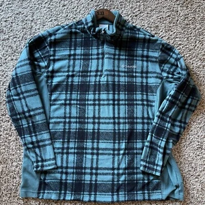 Womens Columbia Pullover Jacket Size XLarge Teal Plaid Quarter Zip - Picture 1 of 4