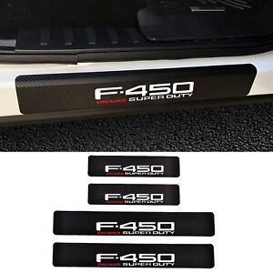 Carbon Fiber Leather Car Door Sill Protector for Ford F450 Super Duty King Ranch