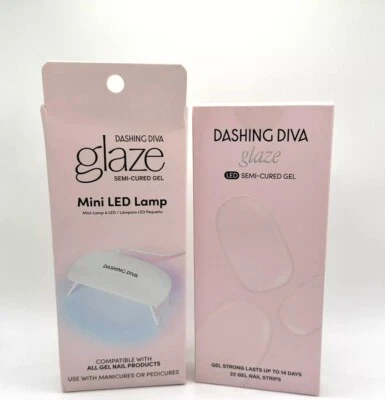 Dashing Diva Glaze Mini LED Lamp & 22 LED Semi-Cured Gel Nail Strips Set NIB - Image 1 of 2