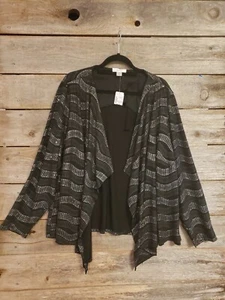 Christopher Banks 24W Black Silver Jacket Cardigan~STRETCH Formal Holiday - Picture 1 of 11