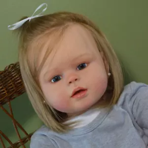 Muñeca corporal de tela enraizada de pelo corto amarillo niña renacida acabado 28" regalo - Imagen 1 de 3