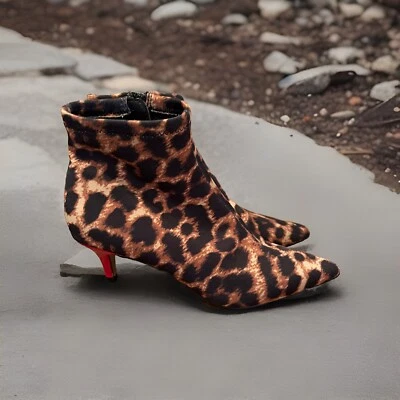 Bota Betsey Johnson Verona Mujer Elástica Punta Roja Tacón Gatito Talla 6 Fiesta Foto 1 de 4